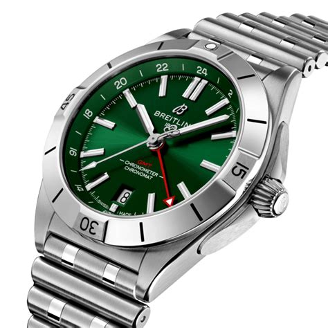 Breitling Chronomat Automatic GMT 40 Green Dial Stainless 